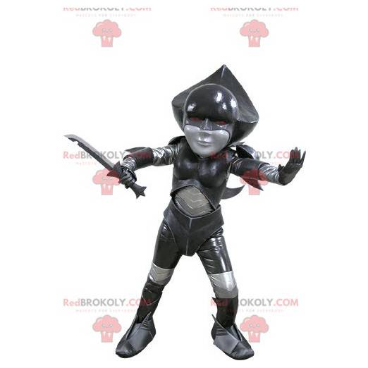 Mascotte noire et grise de combattant futuriste - Redbrokoly.com