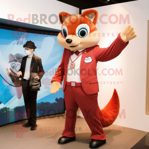 Red Flying Squirrel mascot costume character dressed with a Blazer and Watches