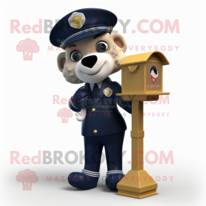 Navy Love Letter mascot costume character dressed with a Cargo Pants and Tie pins