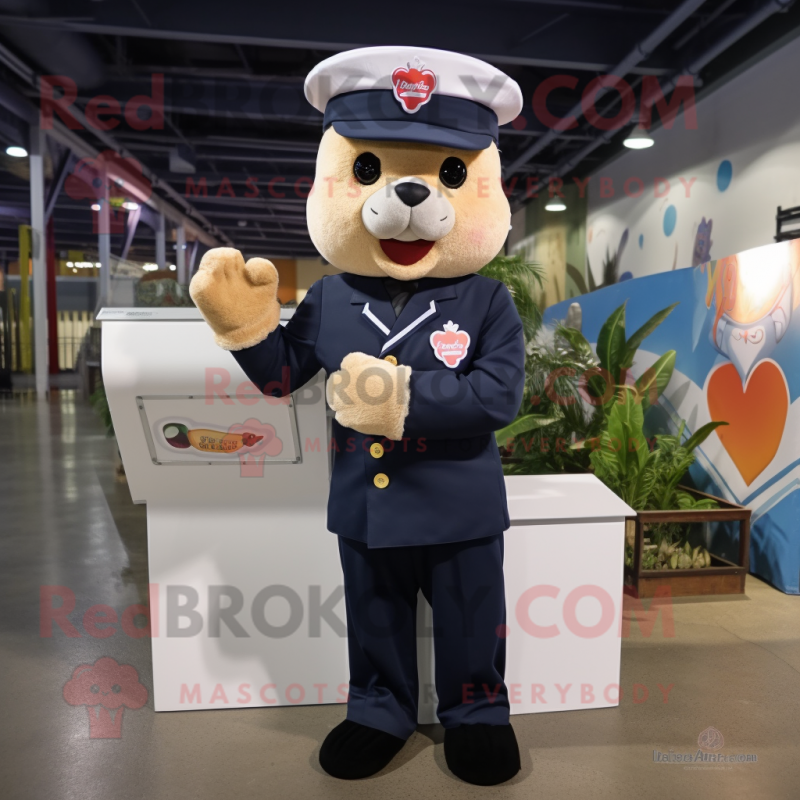 Navy Love Letter mascot costume character dressed with a Cargo Pants and Tie pins Navy Love Letter mascot costume character dressed with a Cargo Pants and Tie pins