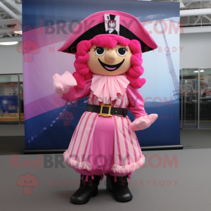 Pink Pirate mascot costume character dressed with a Pleated Skirt and Belts