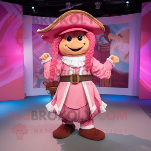 Pink Pirate mascot costume character dressed with a Pleated Skirt and Belts