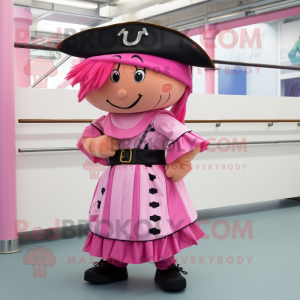 Pink Pirate mascot costume character dressed with a Pleated Skirt and Belts