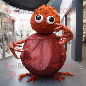 Rust Crab mascot costume character dressed with a Ball Gown and Bracelet watches