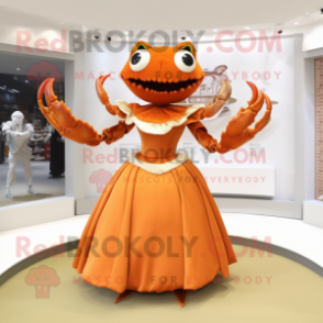 Rust Crab mascot costume character dressed with a Ball Gown and Bracelet watches