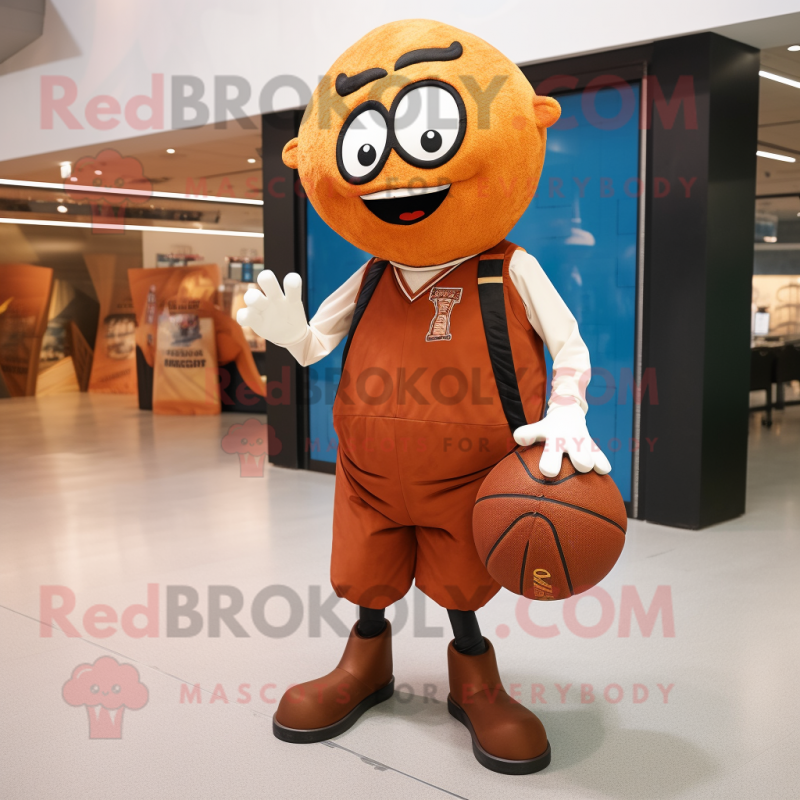 Rust Basketball Ball mascot costume character dressed with a Suit Pants and Tote bags Rust Basketball Ball mascot costume character dressed with a Suit Pants and Tote bags