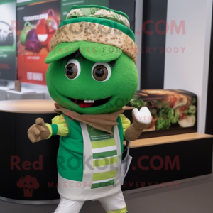 Forest Green Tacos mascot costume character dressed with a Rugby Shirt and Bracelet watches