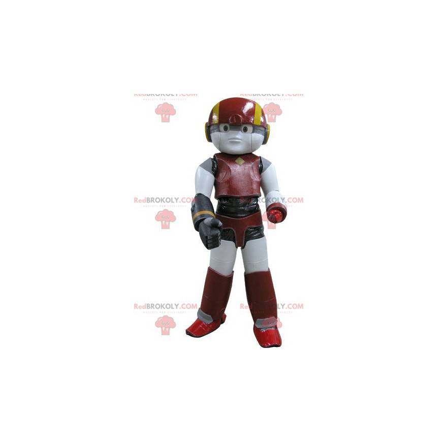 Robô mascote vermelho amarelo e preto - Redbrokoly.com