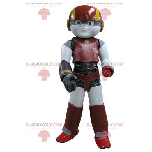 Robô mascote vermelho amarelo e preto - Redbrokoly.com