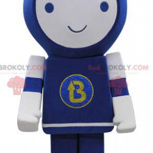 Mascotte de robot bleu et blanc souriant - Redbrokoly.com