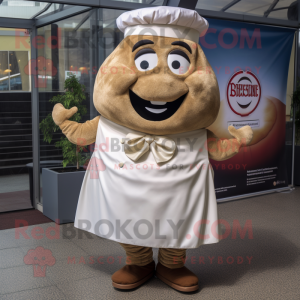 Tan Steak mascot costume character dressed with a Dress and Cufflinks