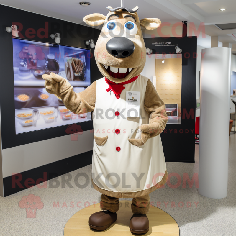 Tan Steak mascot costume character dressed with a Dress and Cufflinks Tan Steak mascot costume character dressed with a Dress and Cufflinks