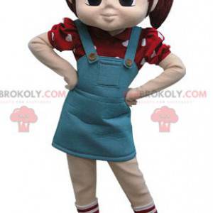 Menina mascote com duas colchas e um vestido - Redbrokoly.com
