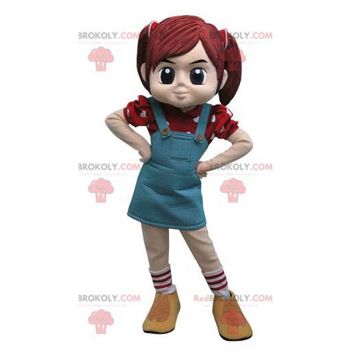 Mascotte ragazza con due trapunte e un vestito - Redbrokoly.com