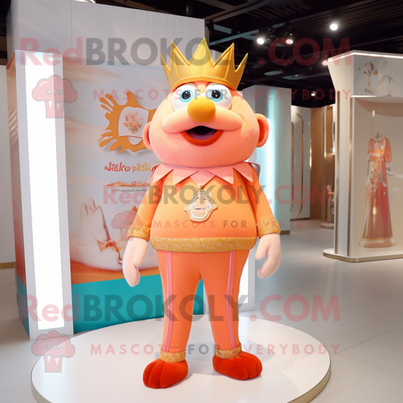 Peach King mascot costume character dressed with a Playsuit and Bracelets