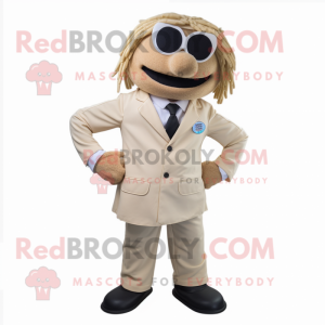 Tan Doctor mascot costume character dressed with a Suit Jacket and Cufflinks