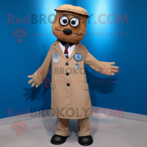 Tan Doctor mascot costume character dressed with a Suit Jacket and Cufflinks
