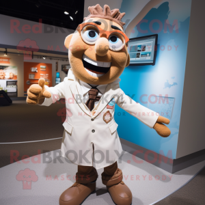 Tan Doctor mascot costume character dressed with a Suit Jacket and Cufflinks