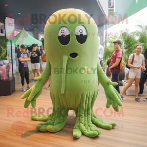 Olive Jellyfish mascot costume character dressed with a Romper and Anklets