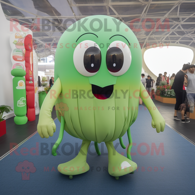 Olive Jellyfish mascot costume character dressed with a Romper and Anklets Olive Jellyfish mascot costume character dressed with a Romper and Anklets