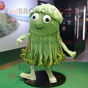 Olive Jellyfish mascot costume character dressed with a Romper and Anklets