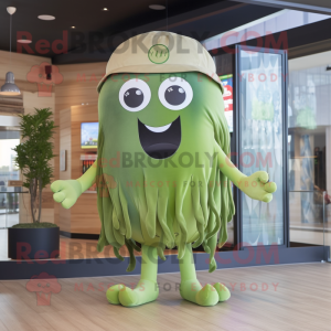 Olive Jellyfish mascot costume character dressed with a Romper and Anklets