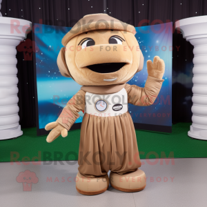 Tan Astronaut mascot costume character dressed with a Maxi Skirt and Headbands