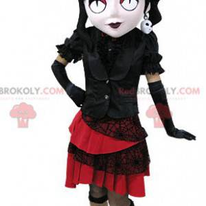 Gothic woman mascot dressed in black and red - Redbrokoly.com