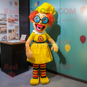 Gele clown mascotte kostuum...