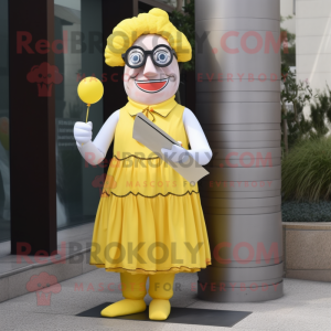 Gele clown mascotte kostuum...
