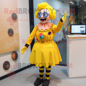 Gul clown maskot kostym...