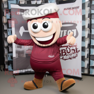 Maroon Beef Stroganoff mascot costume character dressed with a Cargo Pants and Wraps