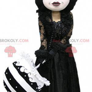 Gothic makeup woman mascot dressed in black - Redbrokoly.com