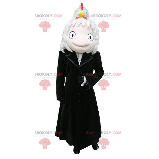 Smiling snowman mascot with a long black coat - Redbrokoly.com