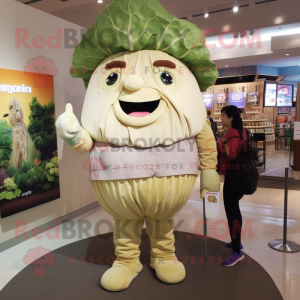Beige Cabbage maskot kostym...