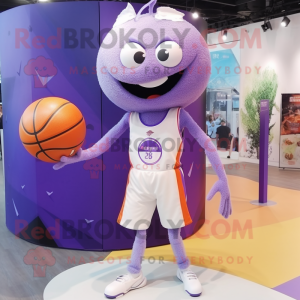 Lavender Basketball Ball mascot costume character dressed with a Leggings and Brooches