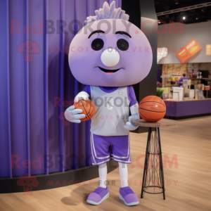 Lavender Basketball Ball mascot costume character dressed with a Leggings and Brooches
