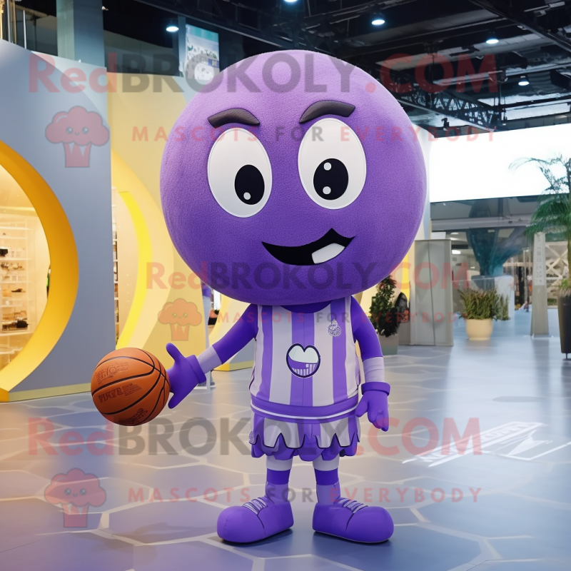 Lavender Basketball Ball mascot costume character dressed with a Leggings and Brooches