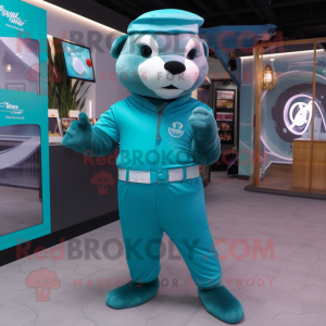 Blågrønn Otter maskot drakt...