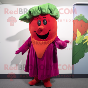 nan Beet mascot costume character dressed with a Culottes and Mittens