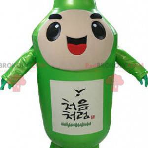 Mascote garrafa verde gigante e sorridente - Redbrokoly.com