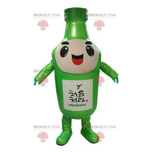 Mascote garrafa verde gigante e sorridente - Redbrokoly.com