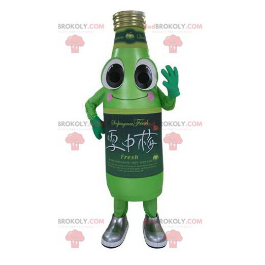 Lächelndes und lustiges grünes Soda-Flaschenmaskottchen -