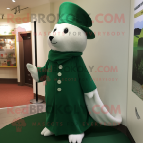 Forest Green Ermine mascot costume character dressed with a Culottes and Hats