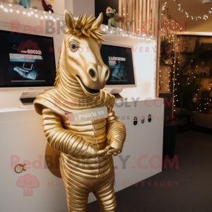 Gold Quagga maskot kostume...