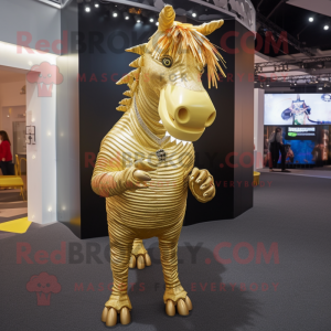 Gold Quagga maskot kostume...