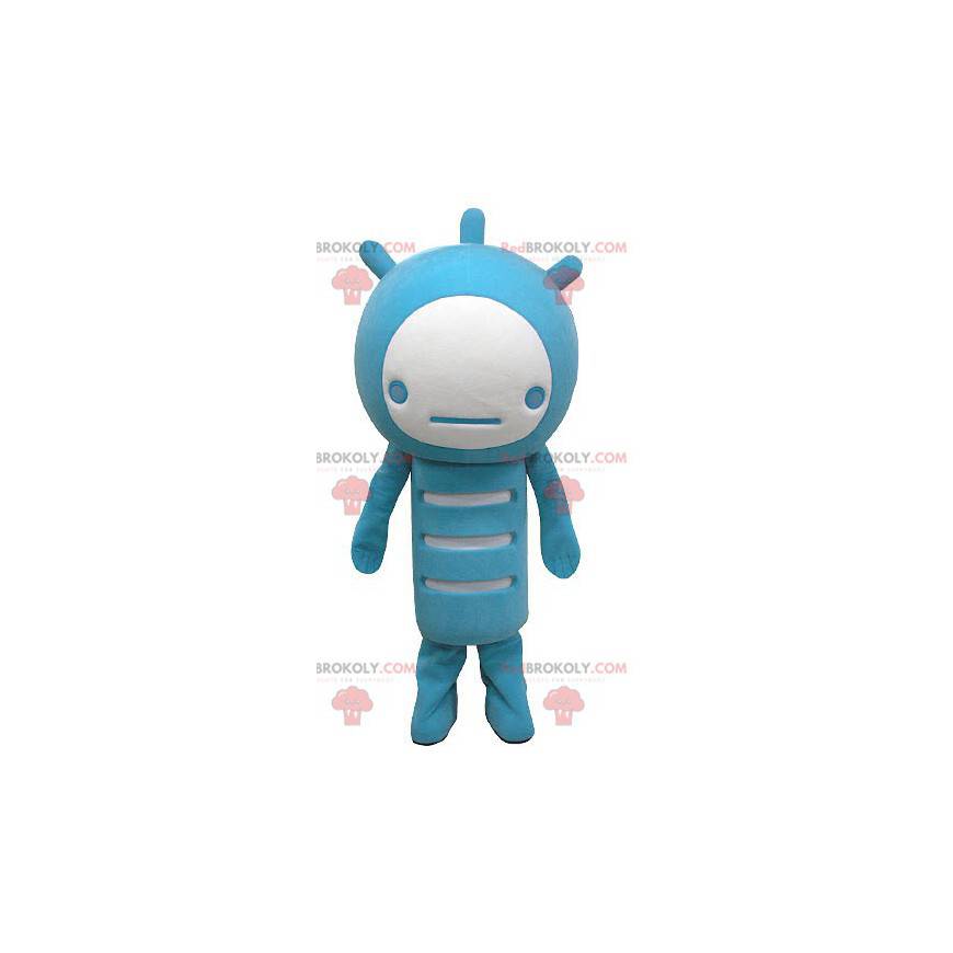 Mascotte de bonhomme bleu et blanc - Redbrokoly.com