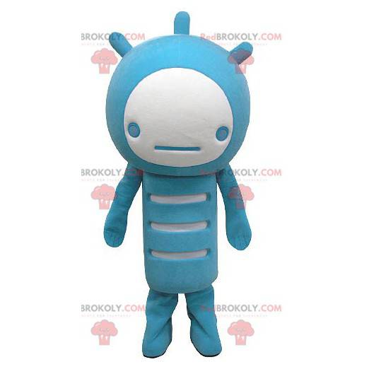 Mascotte de bonhomme bleu et blanc - Redbrokoly.com