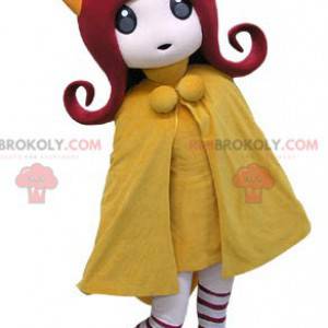 Mascote ruiva com casaco amarelo - Redbrokoly.com