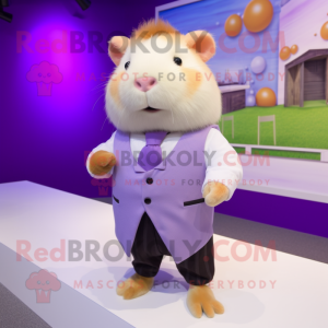 Lavender Guinea Pig mascot costume character dressed with a Culottes and Ties